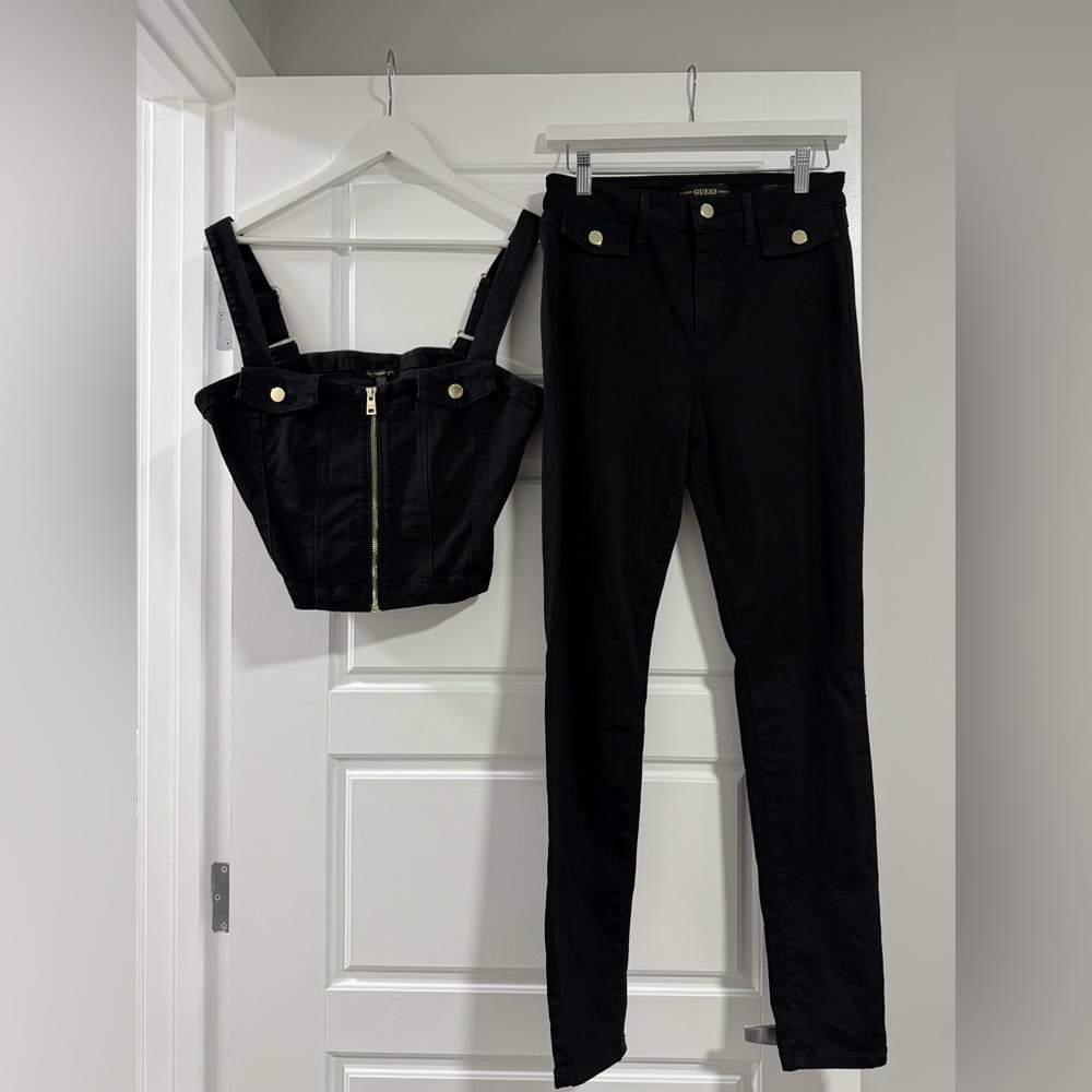 Guess Black Skinny Pants & Top Set